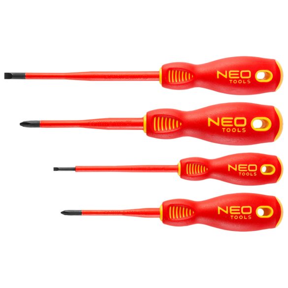 NEO TOOLS Csavarhúzó készlet 1000V, szigetelt, 4db, vékonyított szárral 04-144