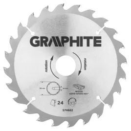   GRAPHITE Körfűrészlap keményfém fogakkal, 185x30mm, 24 fog 57H662