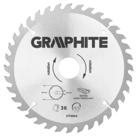   GRAPHITE Körfűrészlap keményfém fogakkal, 185x30mm, 36 fog 57H664