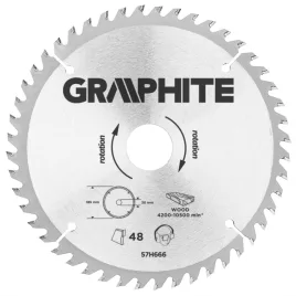  GRAPHITE Körfűrészlap keményfém fogakkal, 185x30mm, 48 fog 57H666