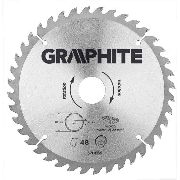 GRAPHITE Körfűrészlap keményfém fogakkal, 190x30mm, 40 fog 57H670