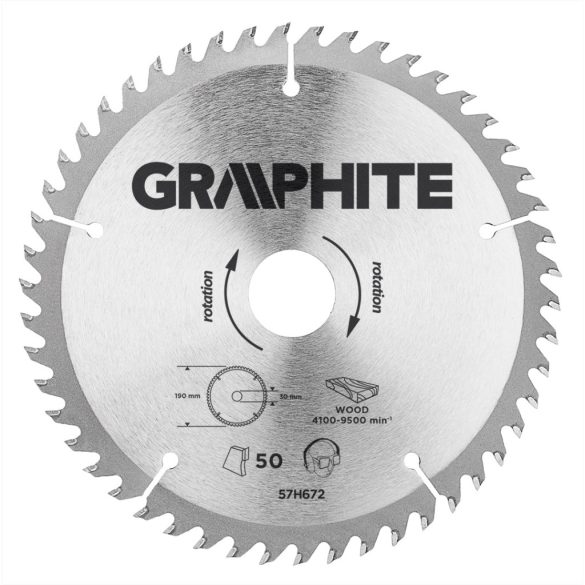 GRAPHITE Körfűrészlap keményfém fogakkal, 190x30mm, 50 fog 57H672