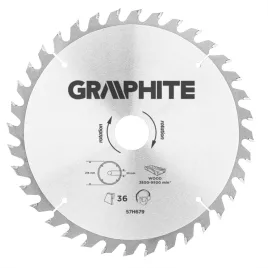   GRAPHITE Körfűrészlap keményfém fogakkal, 216x30mm, 36 fog 57H679