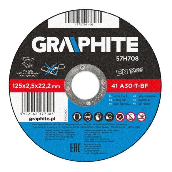 GRAPHITE Vágókorong fémhez 125x2.5x22mm, 41 A30-T-BF 57H708
