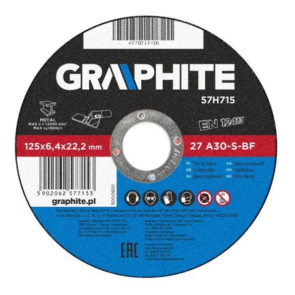 GRAPHITE Tisztítókorong fém 125X6.4mm 57H715