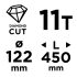 GRAPHITE Gyémánt magfúró korona, 122x450mm, 11 szegmenses, 58G540 géphez 57H864