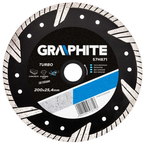 GRAPHITE Gyémánt vágókorong 200x25.4mm TURBO 57H871