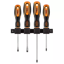   NEO TOOLS Csavarhúzó készlet, fali tartóval, 4db 25 év garanciával 04-191