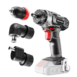   GRAPHITE Akkus fúró csavarozó, Energy+ 18V, 3 levehető tokmánnyal 10mm, egyenes, sarok, perem. akku nélkül!!! 3 év garanciával 58G022-AD