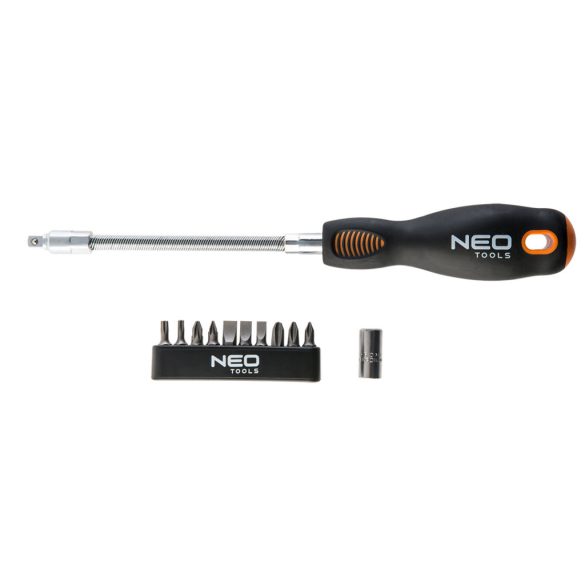NEO TOOLS Bitfejes Csavarhúzó készlet flexibilis szárral, 12db, SvCm 25 év garanciával 04-212