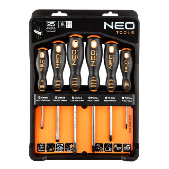 NEO TOOLS Csavarhúzó készlet 6db 25 év garanciával 04-213