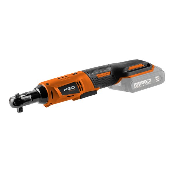 NEO TOOLS Akkus racsnis kulcs, Energy+ 18V, 3/8"-os 1/2"-os adapterrel, akku nélkül!!! 3 év garanciával 04-603