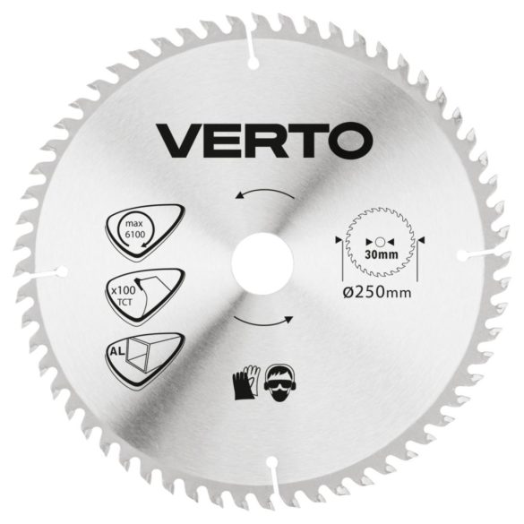 VERTO Körfűrészlap ALUMINIUMHOZ, keményfém, 250x30mm, 100 fog 61H108