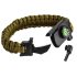 NEO TOOLS Túlélő karkötő 5 az 1-ben: 3.5m paracord(250kg-ig), kovakő, iránytű, kés, síp, zöld, szélessége 26mm 63-140
