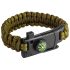 NEO TOOLS Túlélő karkötő 5 az 1-ben: 3.5m paracord(250kg-ig), kovakő, iránytű, kés, síp, zöld, szélessége 26mm 63-140
