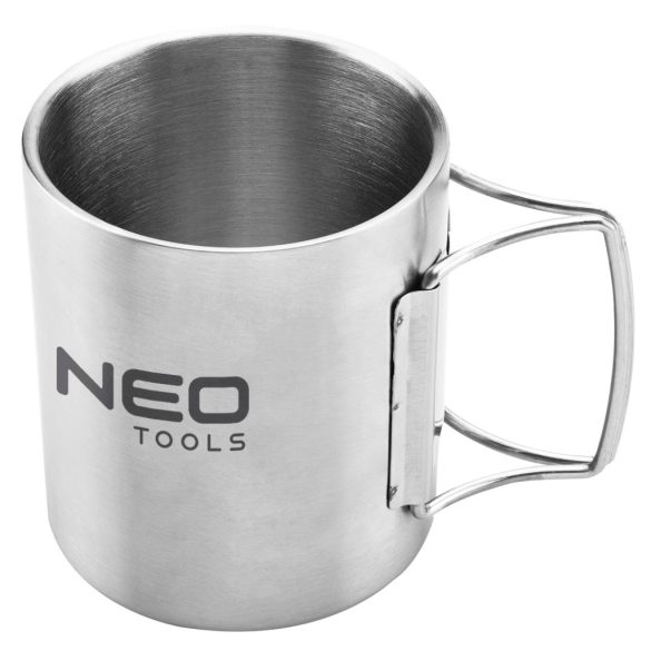 NEO TOOLS Kemping bögre 320ml, duppla fal, behajtható fogantyú 63-150