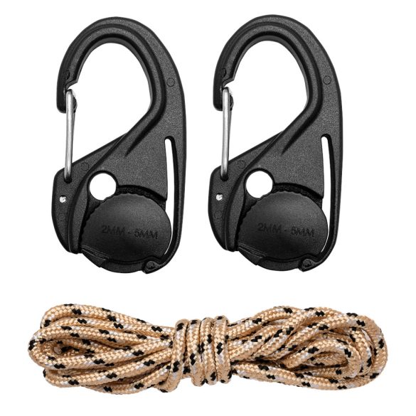 NEO TOOLS Rugós kötélfeszítő karabíner + paracord kötél(3,5mmx1,5m) készlet, 3db 63-155