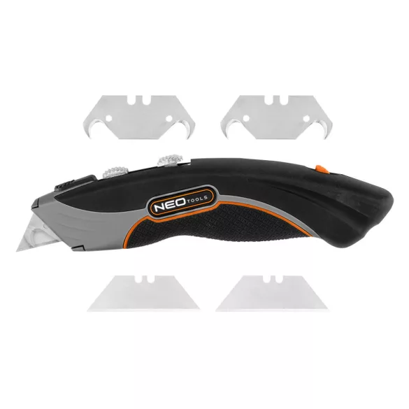 NEO TOOLS Trapézpengés kés, fémházas  6db kampós és trapéz pengével 63-700