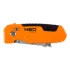 NEO TOOLS Trapézpengés kés, 90 fokban elfordítható fejjel, vágó és kaparó funkció, összecsukható, aluházas, 2db tartalék pengével 63-708