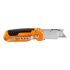 NEO TOOLS Trapézpengés kés, 90 fokban elfordítható fejjel, vágó és kaparó funkció, összecsukható, aluházas, 2db tartalék pengével 63-708