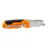 NEO TOOLS Trapézpengés kés, 90 fokban elfordítható fejjel, vágó és kaparó funkció, összecsukható, aluházas, 2db tartalék pengével 63-708