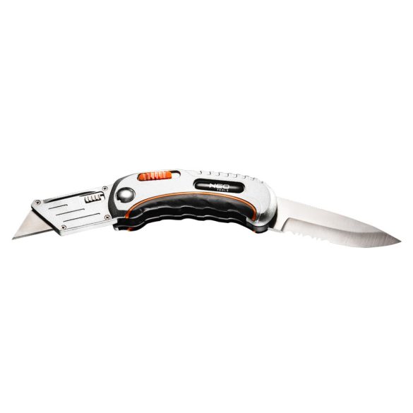 NEO TOOLS Trapézpengés összecsukható sniccer + kés, 5 pengével 63-710