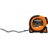 NEO TOOLS Mérőszalag, 10m/25mm, erősített rugós, acél, fekete szalag fehér nagyított skálával, mágneses, autostop+rögzítő 67-245