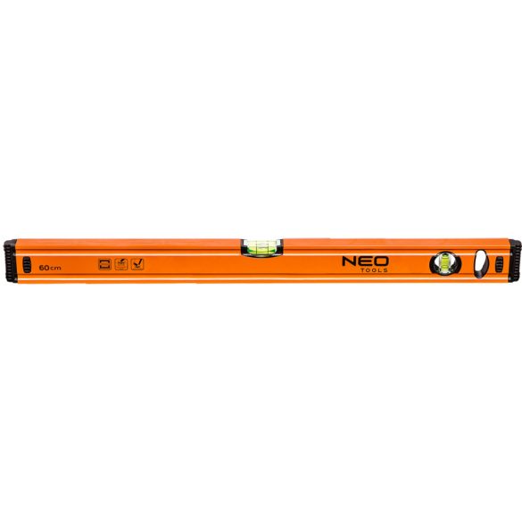 NEO TOOLS Vízmérték 60cm, 2 libella, 1 mart talp 25 év garanciával 71-062