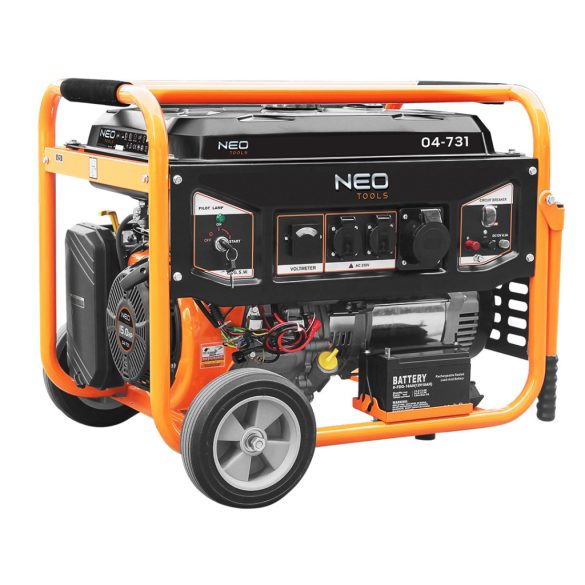 NEO TOOLS Áramfejlesztő, generátor, 6-6.5KW, 4 ütemű benzinmotorral 3 év garanciával 04-731