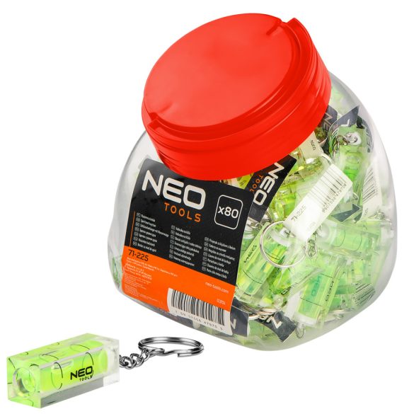 NEO TOOLS Vízmérték libella, kulcstartó, 80db/dob. 71-225