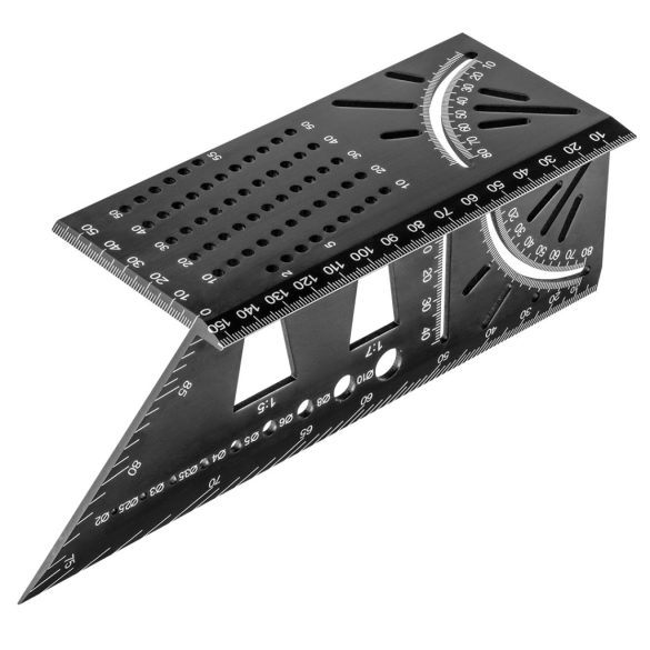 NEO TOOLS Jelölő sablon 3D, derékszög, vonalzó, szögmérő, alumíniumötvözet 72-115