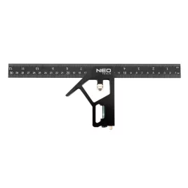   NEO TOOLS Profi szögmérő, derékszög és vonalzó, festett-alu 30cm 72-127