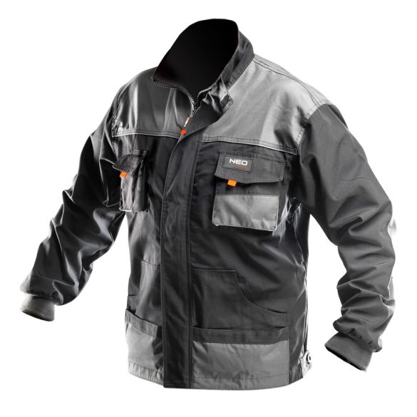 NEO TOOLS Munkavédelmi kabát, HD, XL/56 65% poliészter, 35% pamut, 267g/m2, vékony fényvisszaverő csíkok 81-210-XL