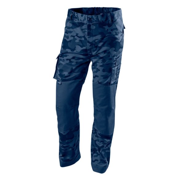 NEO TOOLS Munkanadrág tengerészkék terepmintás, Camo, Navy, 60% pamut + 40% poliészter, XS 81-223-XS