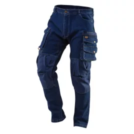   NEO TOOLS Farmer Munkásnadrág, DENIM, 98% pamut, térdvédő betét zsebbel, gombos oldalzsebekkel, 255 g/m2, M 81-228-M