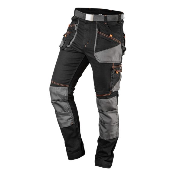 NEO TOOLS Karcsúsított(slim fit), Munkásnadrág, HD, 60% pamut, 37% polyester, 3% elastane, 285 g/m2, övvel, XXL 81-238-XXL