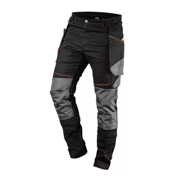 NEO TOOLS Karcsúsított(slim fit), Munkásnadrág, HD, 60% pamut, 37% polyester, 285 g/m2, lecsatolható szerszámzsebek, XL 81-239-XL
