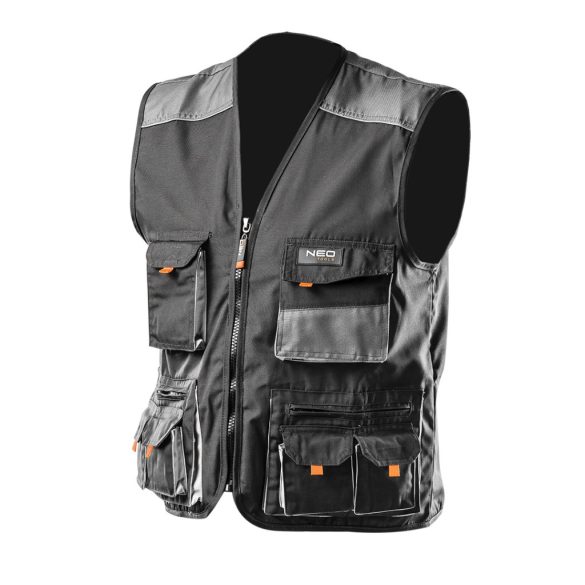 NEO TOOLS Munkavédelmi mellény, HD, XL/56 65% poliészter, 35% pamut, 267g/m2, vékony fényvisszaverő csík, XL 81-260-XL