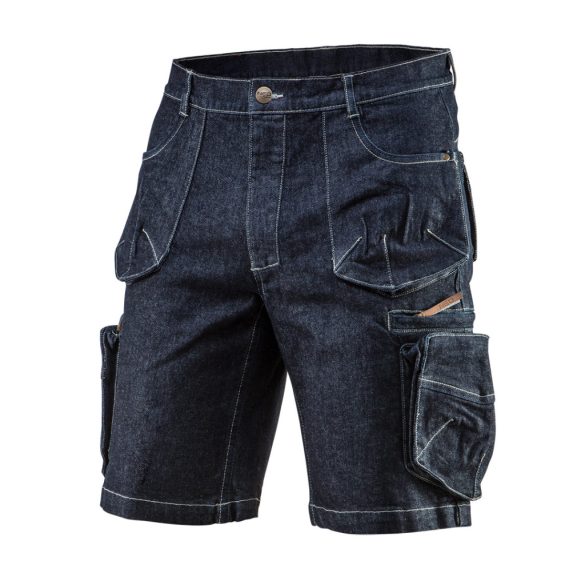 NEO TOOLS Farmer Rövid munkásnadrág, DENIM, cipzáros oldalzsebekkel, 98% pamut, 410g/m2, XXXL 81-279-XXXL