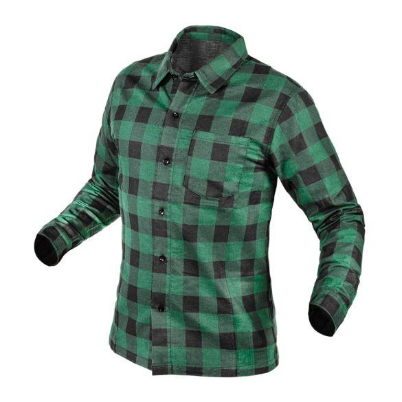 NEO TOOLS Flanel munkaing, zöld-fekete, 100% pamut, XXXL 81-546-XXXL