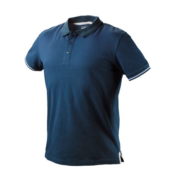 NEO TOOLS Munkavédelmi póló, galléros, kék, DENIM, 100% pamut, 200g/m2, S 81-606-S