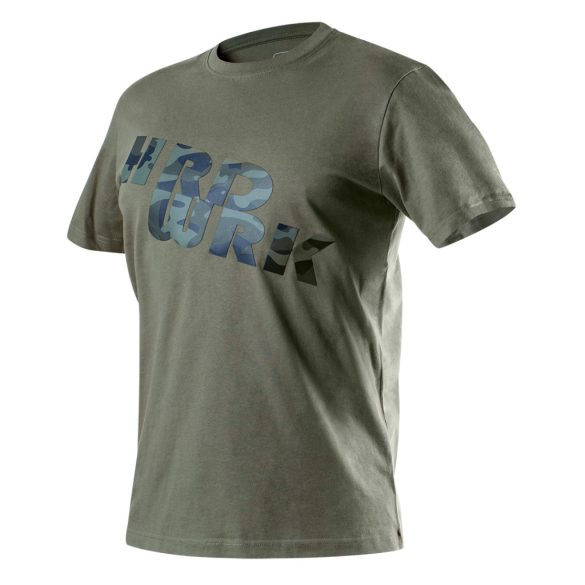NEO TOOLS Munkavédelmi póló, CAMO, feliratos, olíva, 100% pamut, 180g/m2, XL 81-612-XL