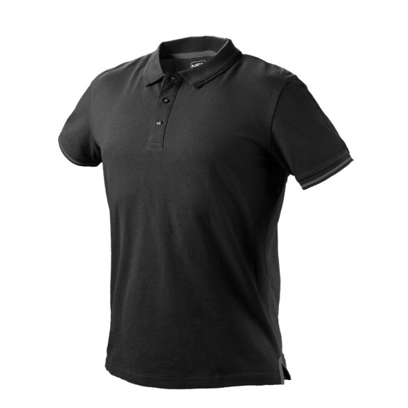 NEO TOOLS Munkavédelmi póló, galléros, DENIM, fekete, pique, 100% pamut, 196g/m2, XL 81-659-XL