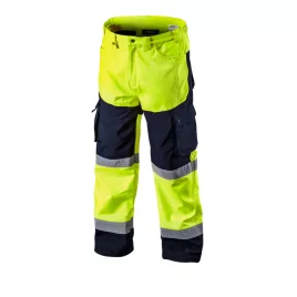   NEO TOOLS Láthatósági Softshell Munkásnadrág, citromsárga, L 81-750-L