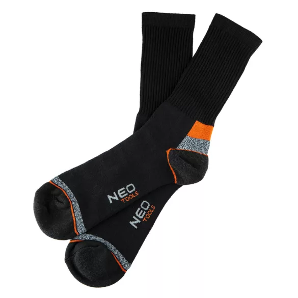 NEO TOOLS Munkavédelmi zokni, hosszú, 70% pamut, 30% polyester, megerősített sarok, lélegző, 39–42 82-350
