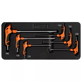   NEO TOOLS Torxkulcs KÉSZLET „T” MARKOLATTAL 6db, MŰHELYKOCSITÁLCÁVAL 84-264