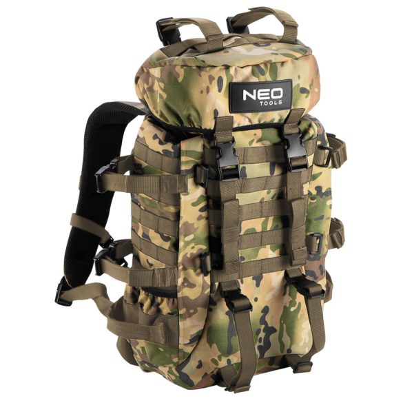 NEO TOOLS Túra hátizsák, 600D poliészter, 30L, Terepszínű 84-325