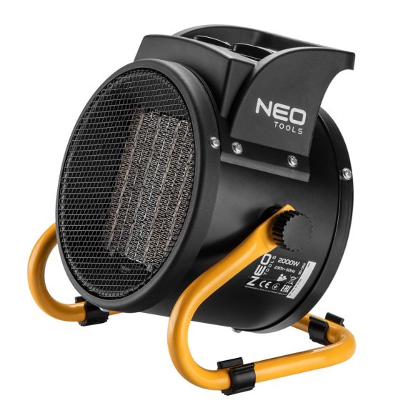 NEO TOOLS Ipari PTC Elektromos Kerámia Hősugárzó 2 kw, Két fokozat, állítható szög, levehető fogantyú, 197 m3/h 2 év garanciával 90-062