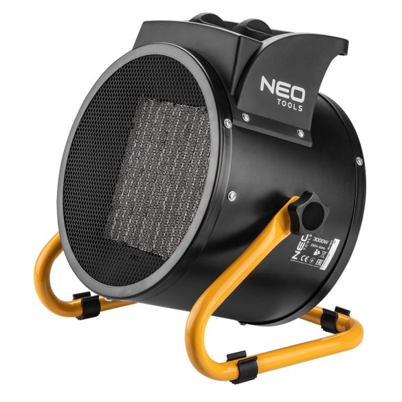NEO TOOLS Ipari PTC Elektromos Kerámia Hősugárzó 3 kw, Két fokozat, állítható szög, levehető fogantyú, 280 m3/h 2 év garanciával 90-063