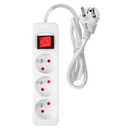   NEO TOOLS Hálózati elosztó, kapcsolós, 3 aljzat, 1,5m/ 3x1,5mm2 kábel, fehér 90-176